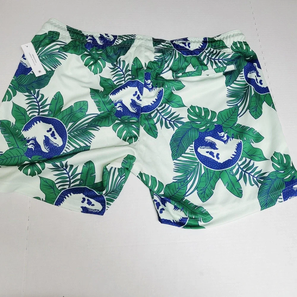 Jurassic Park‎ Mens XL Swim Trunks Tropical Dinosaur Print Blue Green White NEW